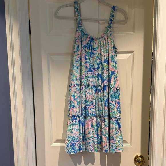 Lilly Pulitzer Dresses & Skirts - Lilly Pulitzer Blue Pink Green Printed Tiered Sundress